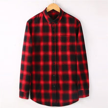 Load image into Gallery viewer, High Quality Men's Fashion Plaid Long Sleeved Shirt Flannel 100% Cotton Soft Male Social
