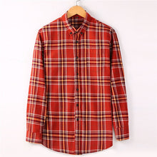Load image into Gallery viewer, High Quality Men's Fashion Plaid Long Sleeved Shirt Flannel 100% Cotton Soft Male Social