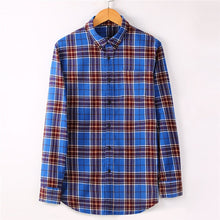 Load image into Gallery viewer, High Quality Men's Fashion Plaid Long Sleeved Shirt Flannel 100% Cotton Soft Male Social