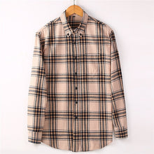 Load image into Gallery viewer, High Quality Men's Fashion Plaid Long Sleeved Shirt Flannel 100% Cotton Soft Male Social