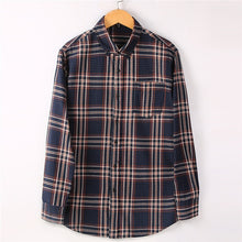 Load image into Gallery viewer, High Quality Men's Fashion Plaid Long Sleeved Shirt Flannel 100% Cotton Soft Male Social