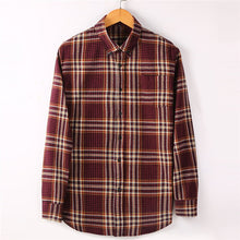 Load image into Gallery viewer, High Quality Men's Fashion Plaid Long Sleeved Shirt Flannel 100% Cotton Soft Male Social