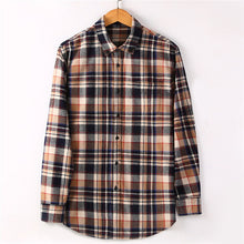 Load image into Gallery viewer, High Quality Men's Fashion Plaid Long Sleeved Shirt Flannel 100% Cotton Soft Male Social