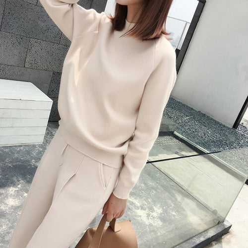 4 Colors Autumn Winter Knitted Tracksuit Women Clothing