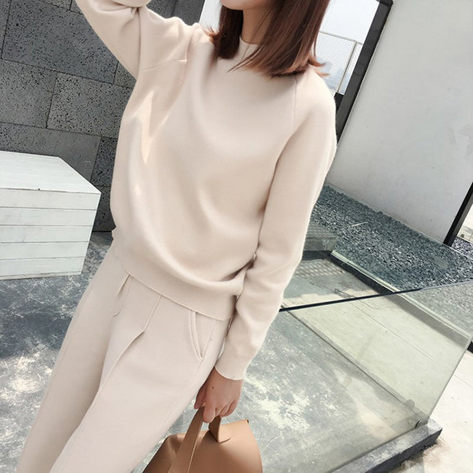 4 Colors Autumn Winter Knitted Tracksuit Women Clothing