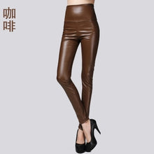 Load image into Gallery viewer, 2017 Autumn Winter Women Elastic PU Leather Velvet High Waist Thick Warm leggings Slim Pencil
