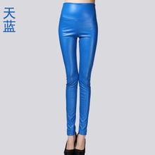 Load image into Gallery viewer, 2017 Autumn Winter Women Elastic PU Leather Velvet High Waist Thick Warm leggings Slim Pencil