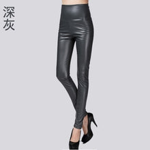 Load image into Gallery viewer, 2017 Autumn Winter Women Elastic PU Leather Velvet High Waist Thick Warm leggings Slim Pencil