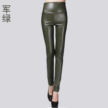 Load image into Gallery viewer, 2017 Autumn Winter Women Elastic PU Leather Velvet High Waist Thick Warm leggings Slim Pencil