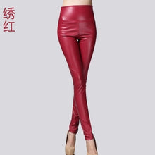 Load image into Gallery viewer, 2017 Autumn Winter Women Elastic PU Leather Velvet High Waist Thick Warm leggings Slim Pencil