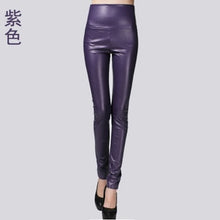 Load image into Gallery viewer, 2017 Autumn Winter Women Elastic PU Leather Velvet High Waist Thick Warm leggings Slim Pencil