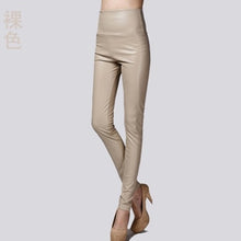 Load image into Gallery viewer, 2017 Autumn Winter Women Elastic PU Leather Velvet High Waist Thick Warm leggings Slim Pencil