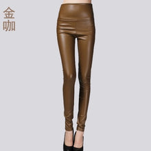 Load image into Gallery viewer, 2017 Autumn Winter Women Elastic PU Leather Velvet High Waist Thick Warm leggings Slim Pencil
