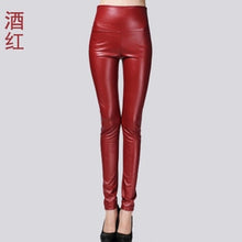Load image into Gallery viewer, 2017 Autumn Winter Women Elastic PU Leather Velvet High Waist Thick Warm leggings Slim Pencil
