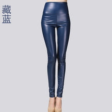 Load image into Gallery viewer, 2017 Autumn Winter Women Elastic PU Leather Velvet High Waist Thick Warm leggings Slim Pencil