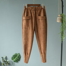 Load image into Gallery viewer, 2019 Streetwear Women Pants Elastic High Waist Pockets Suede Harem Pants Casual Autum