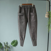 Load image into Gallery viewer, 2019 Streetwear Women Pants Elastic High Waist Pockets Suede Harem Pants Casual Autum
